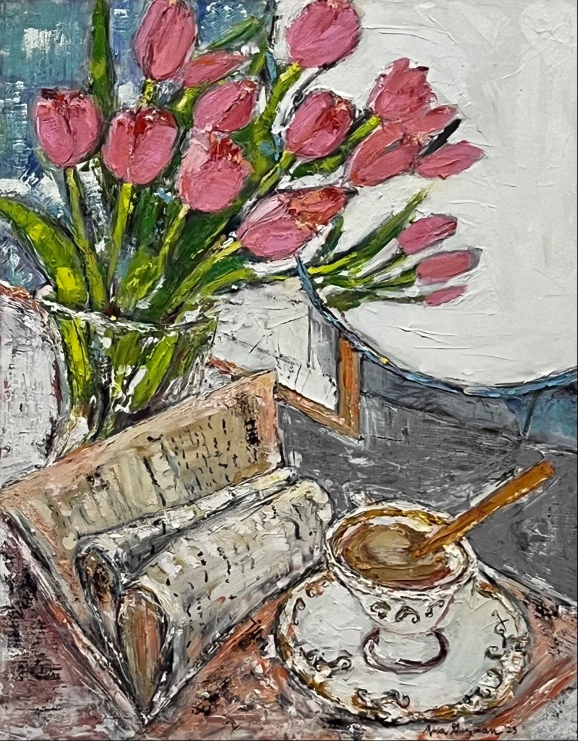 Tulips At Breakfast By Ana Guzman Thomas Deans Fine Art