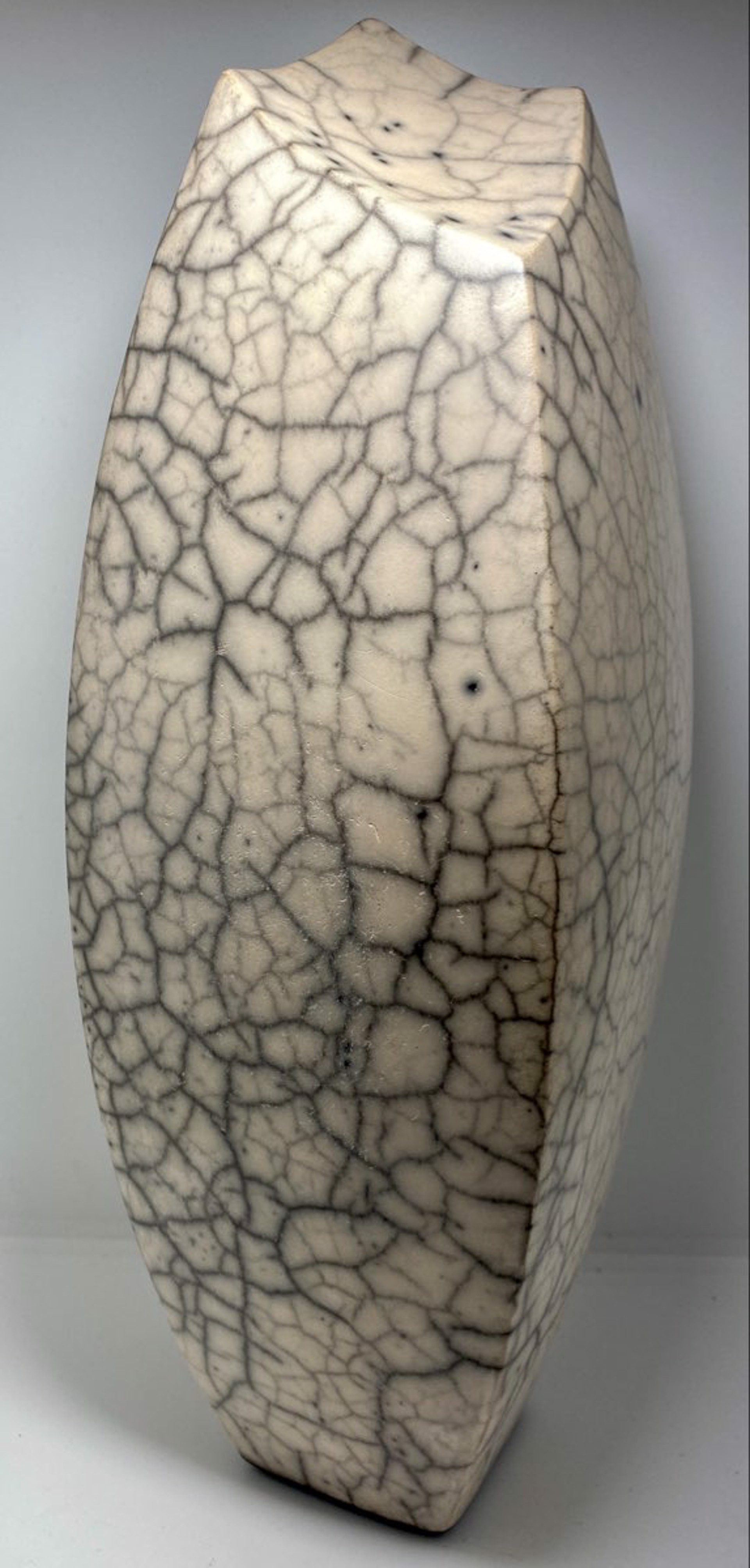 White Naked Raku Vase By Wally Asselberghs Art One Gallery Inc