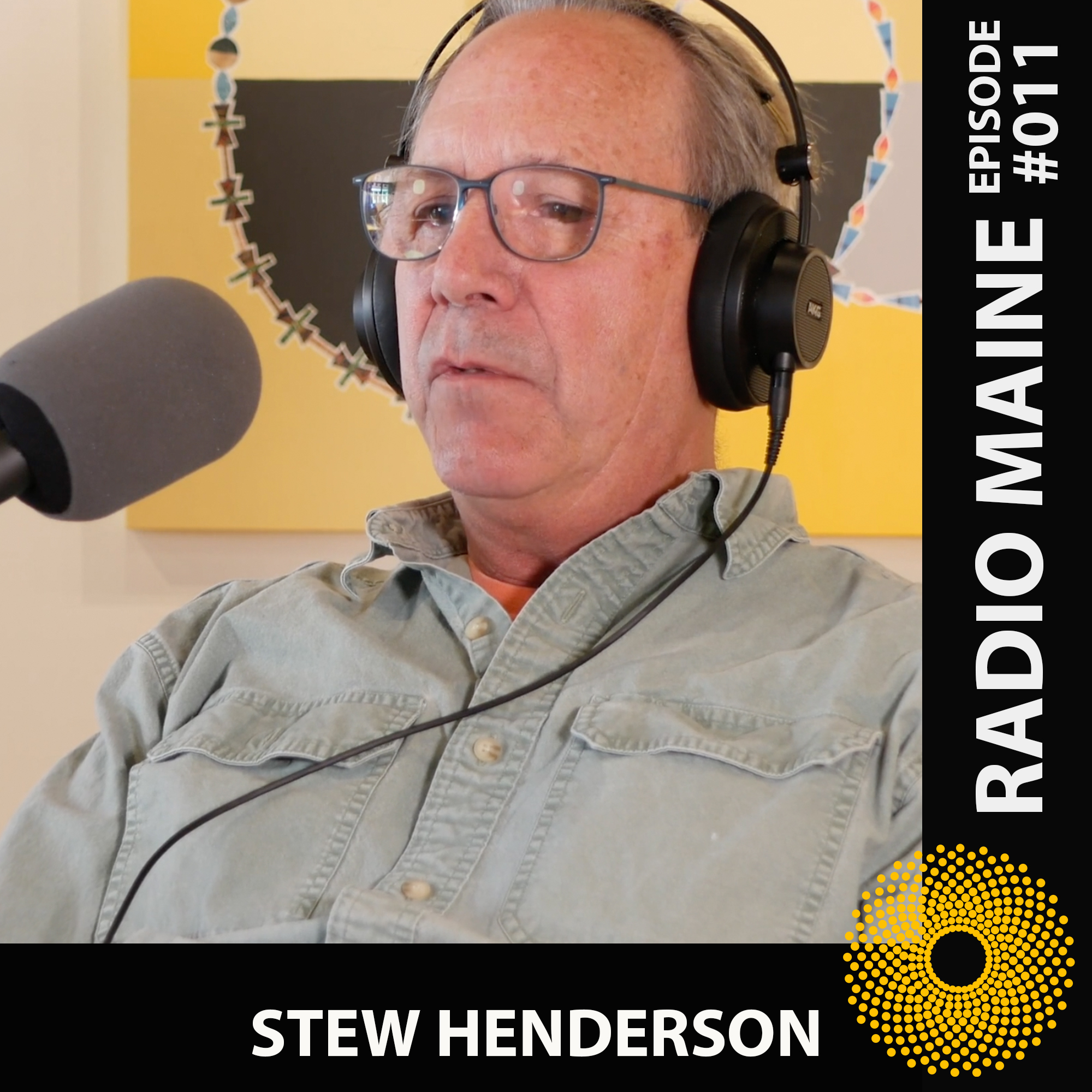 Maine artist Stew Henderson being interviewed on Radio Maine with Dr. Lisa Belisle