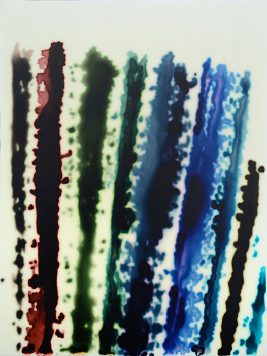 Jaq Chartier | Core Sample, 2013, acrylic, stains and dyes on wood panel, 24 x 18 inches.