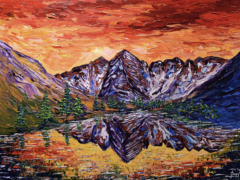 Red Sunset of the Summit 36x48