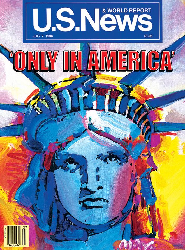 Cover of US News with Peter Max's stylized portrait of Lady Liberty