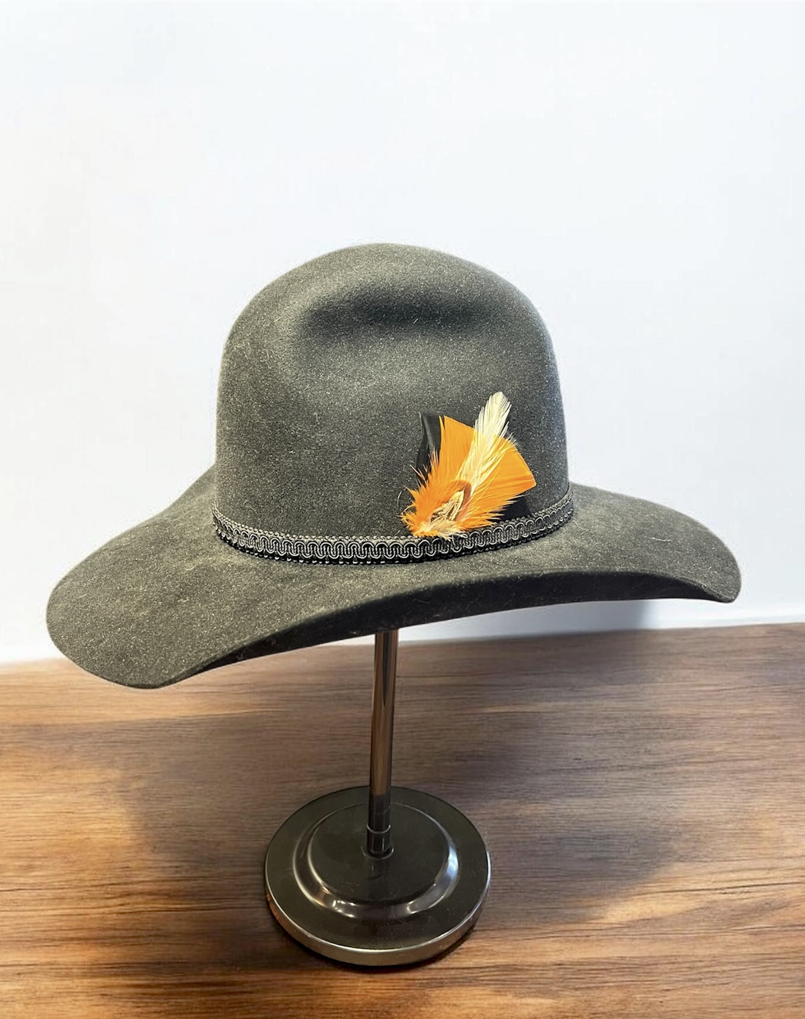 Black Hat with Assorted Feather Embellishment