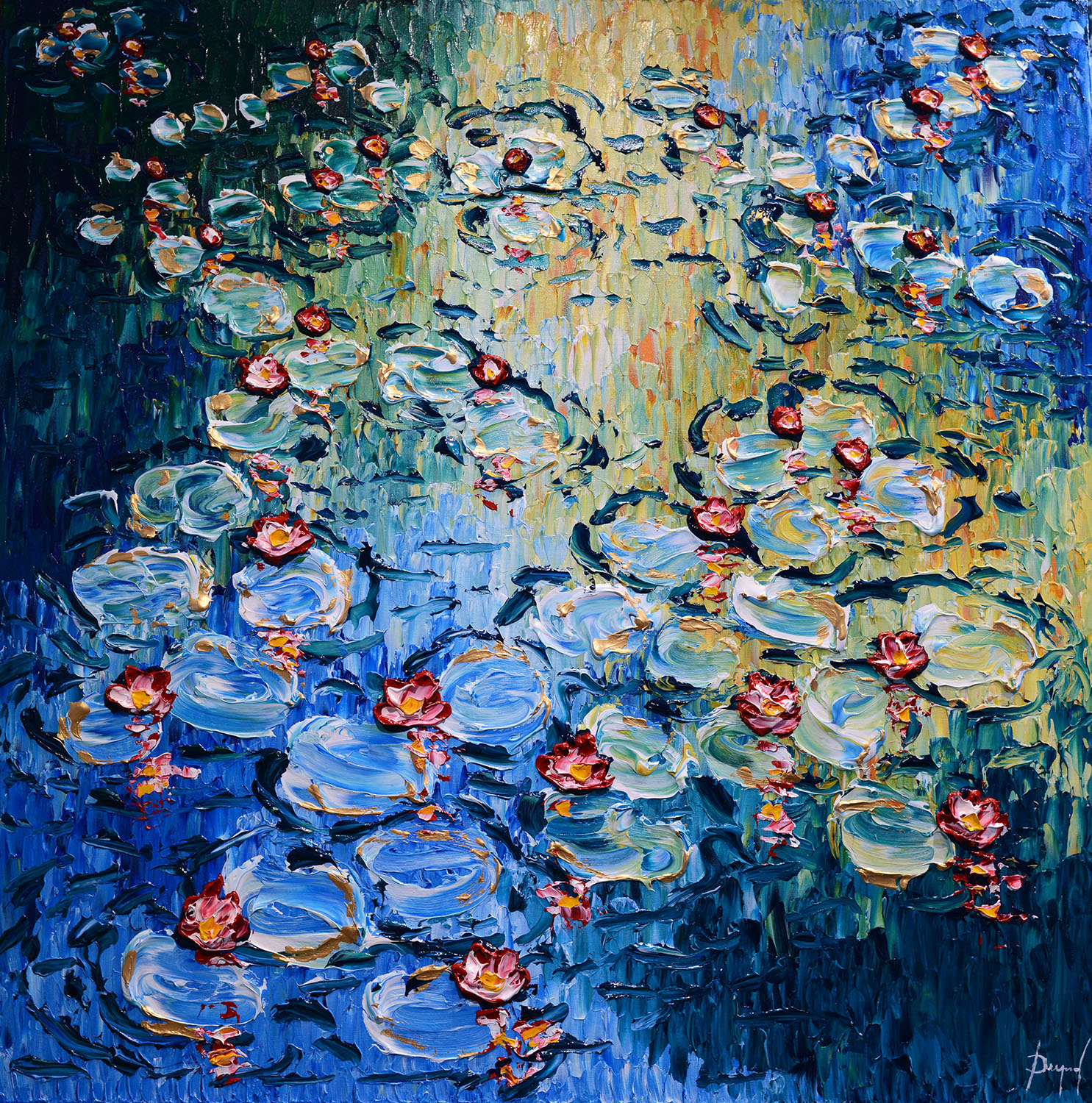 Water Lilies of Shimmering Colors 48x48