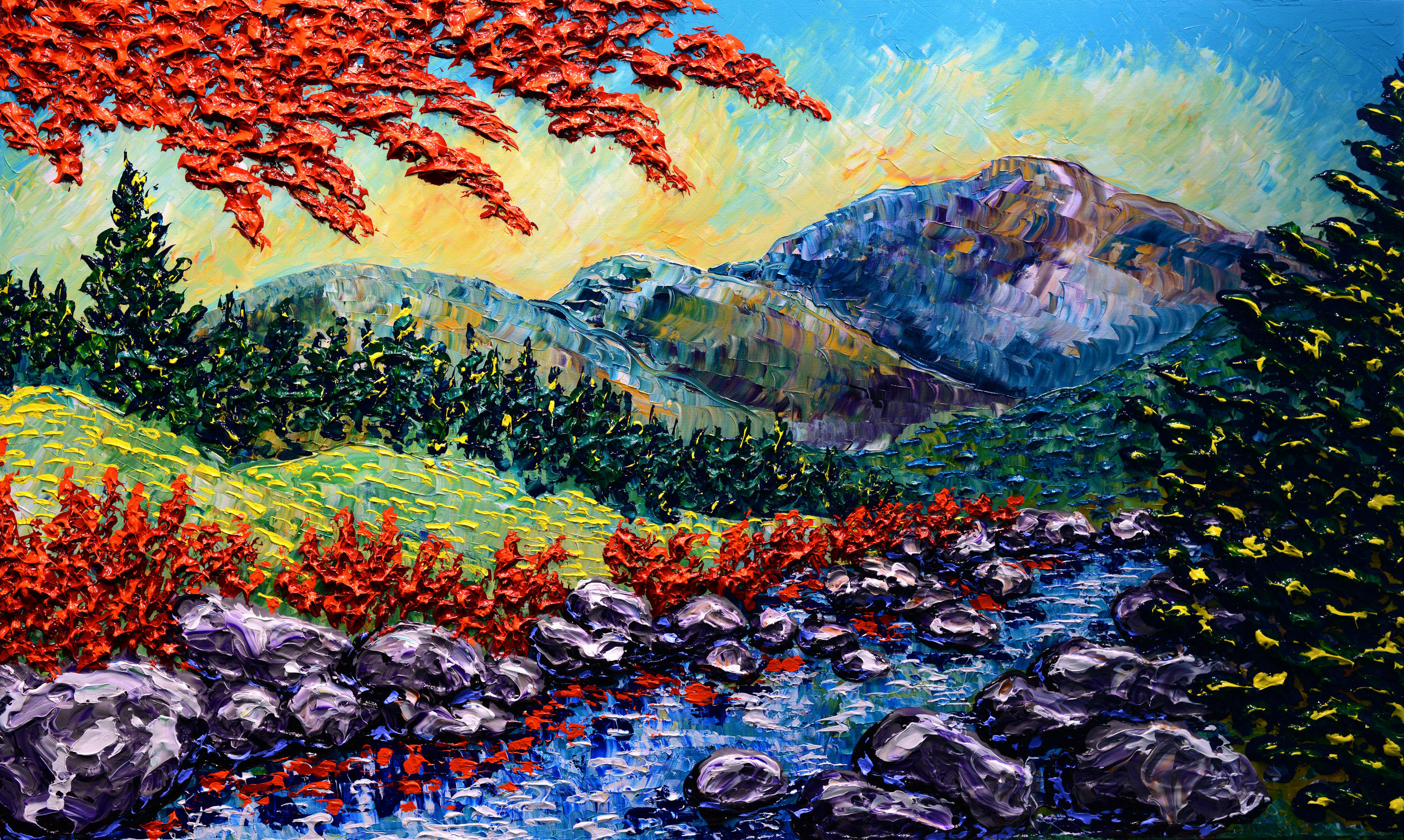 “Reflective Waters of Early Autumn”, 36x60