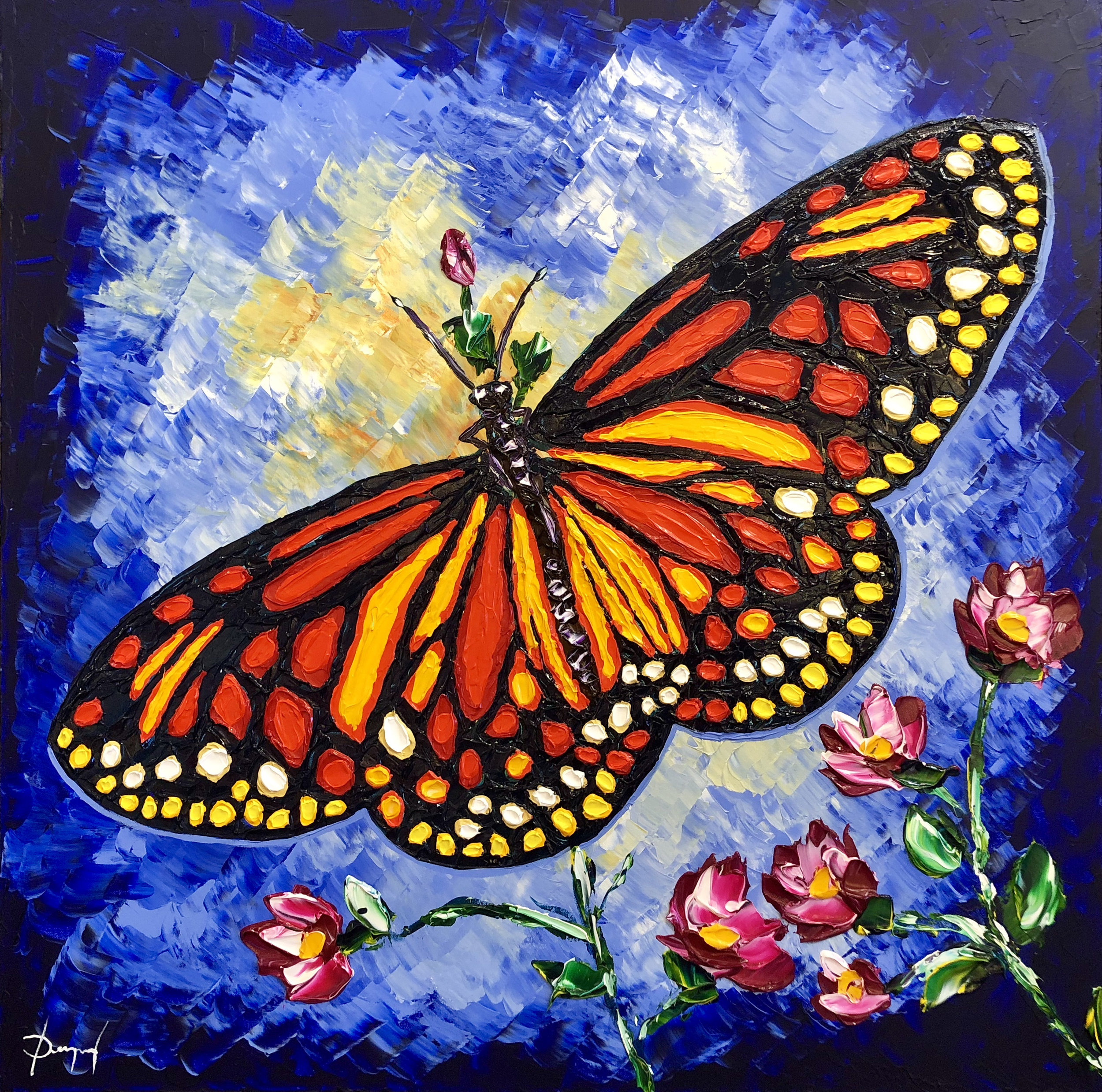 Colourful Butterfly of Grace 36x36