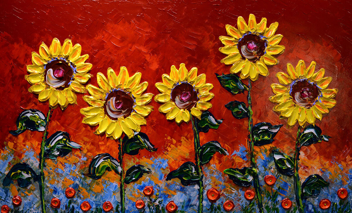 Flowers of Cheerful Sunshine 36x60