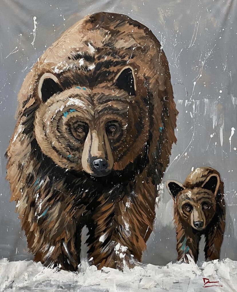 Large Scale “Bear and Cub in Snow”