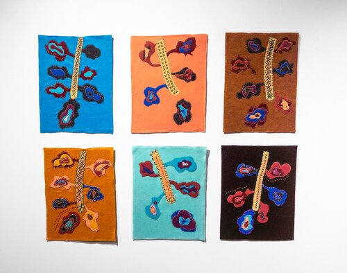 Felt and embroidery thread, 9x12 in, 6 pieces