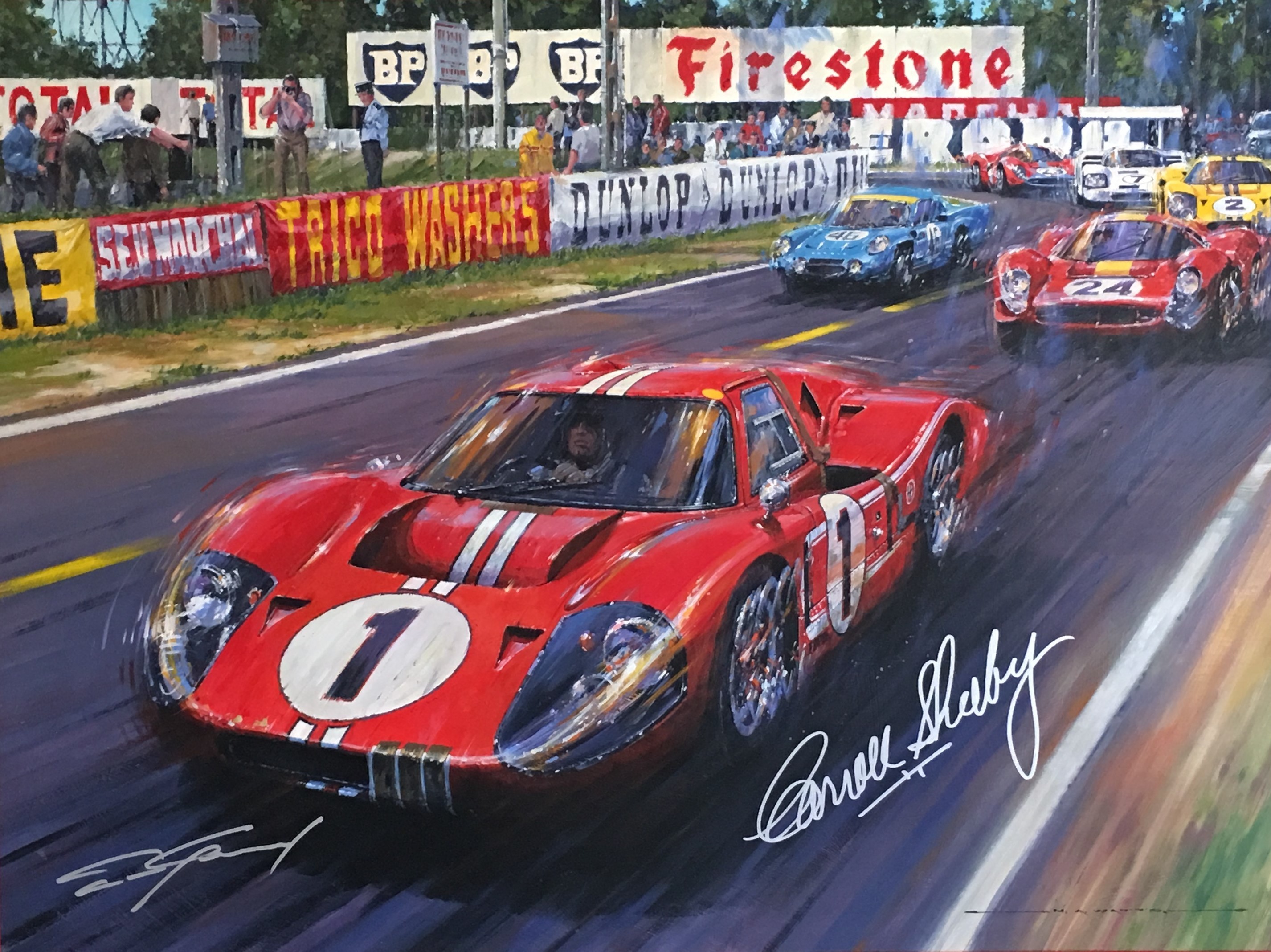 コレクションボード　ハンドペイント　アメリカ GT40 American Champion, signed by Carroll Shelby and Dan Gurney by