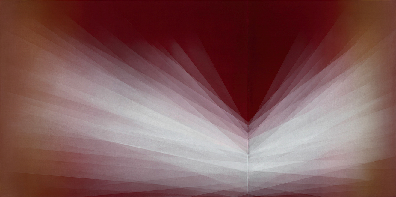Refraction (Crimson), 2020 | Oil and Acrylic on Panel | 48 x 96 inches