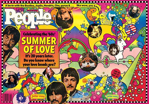 Colorful cover of People Magazine featuring Peter Max artwork