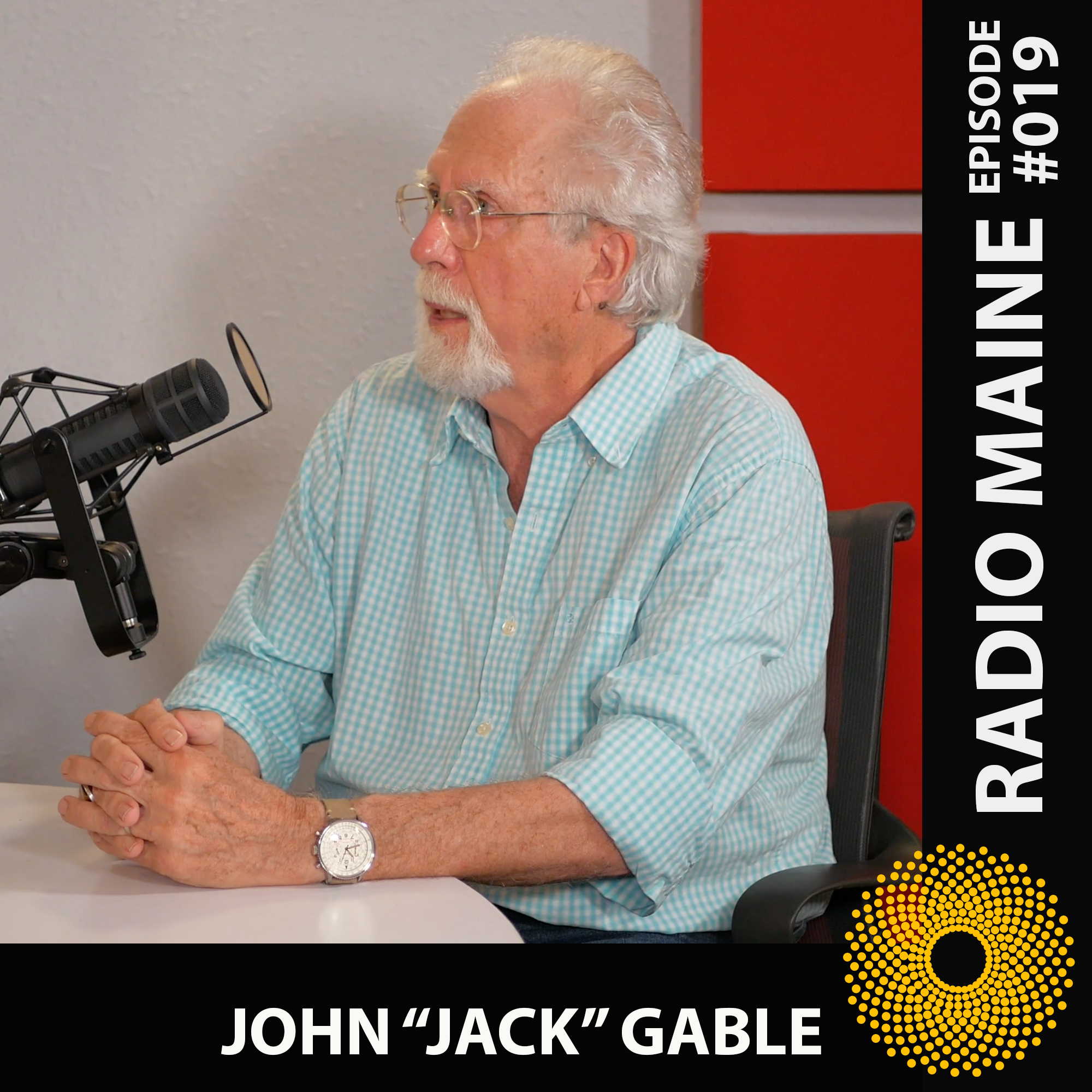 Maine artist John "Jack" Gable being interviewed on Radio Maine with Dr. Lisa Belisle