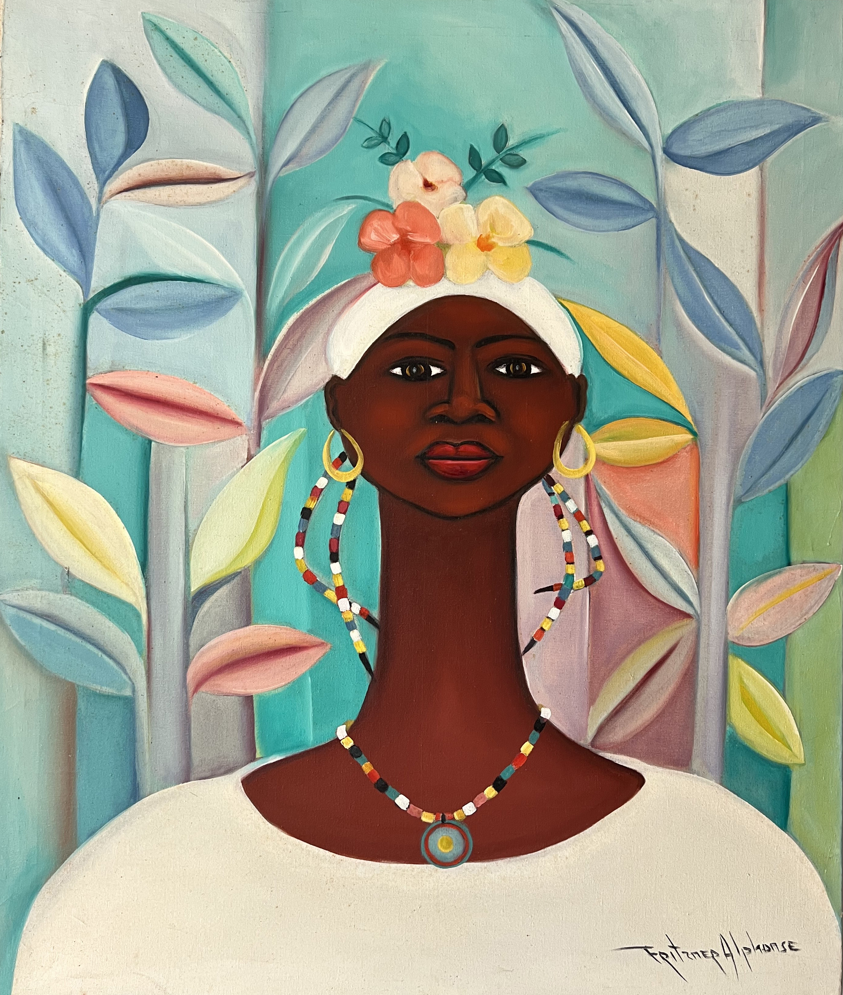 Classic Carribean Handpainted Haitian Art Chevalier 1980