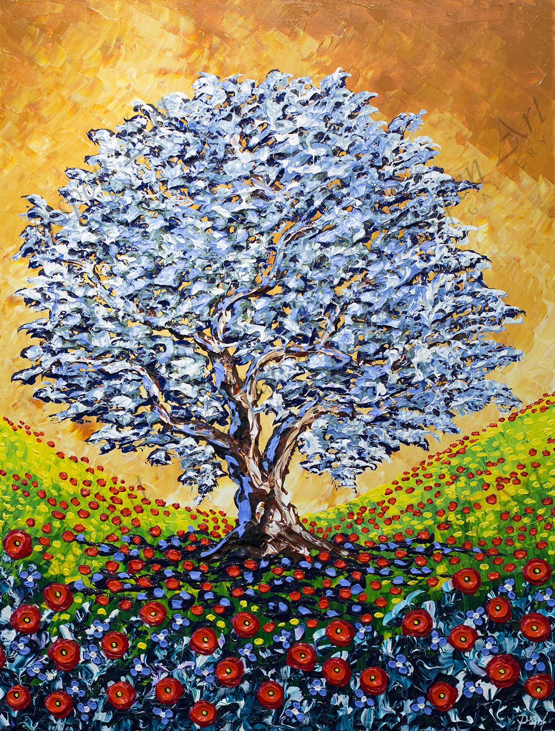 Olive Tree of Poppy Meadow 48x36