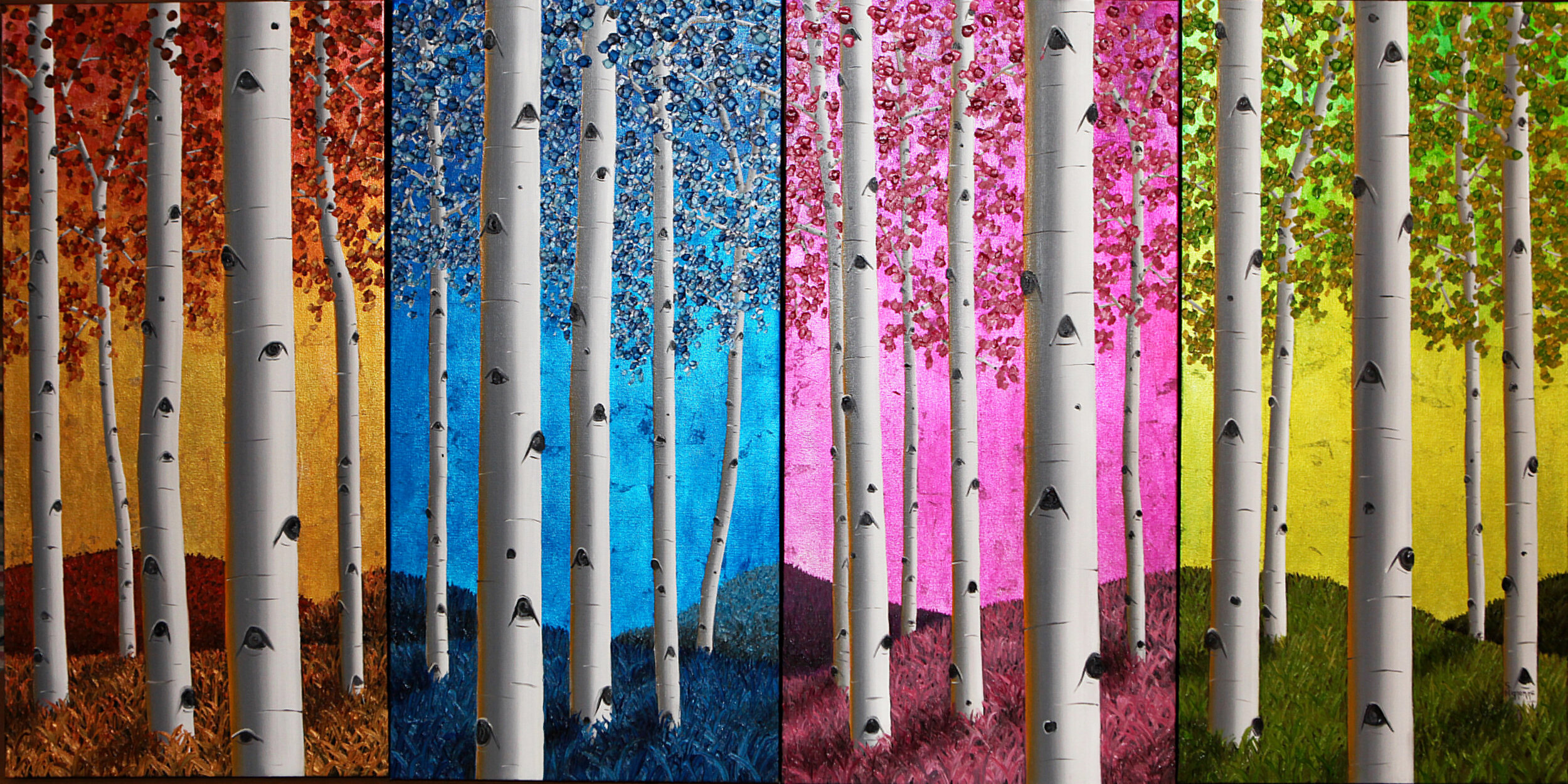 “Seasons of Steamboat” 30x15 time four panels