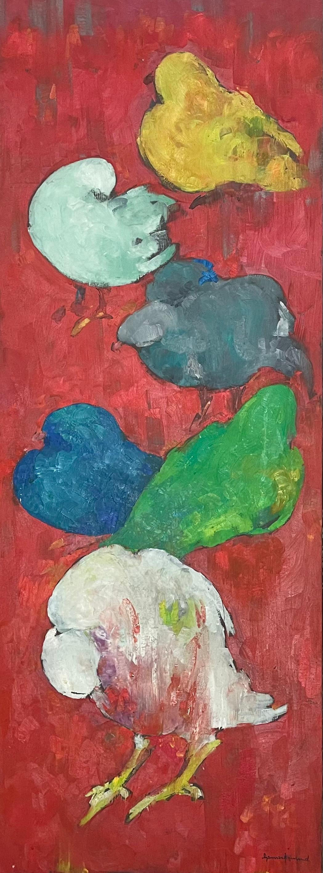 Pigeons on Red Background#1US-NY by Gesner Armand (Haitian, 1936-2008 ...