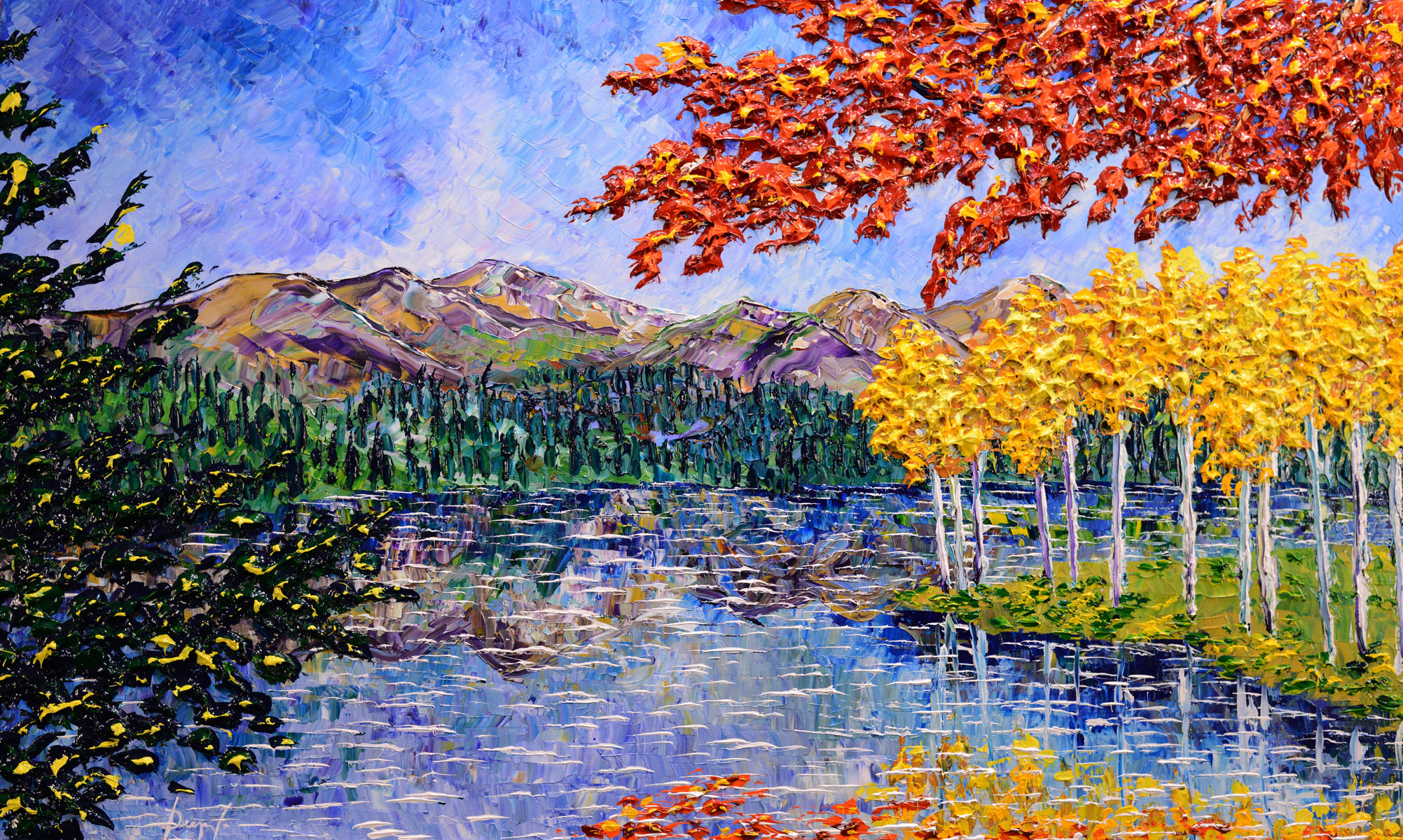 “Nature’s Reflection Along the Mountains” 36x60”