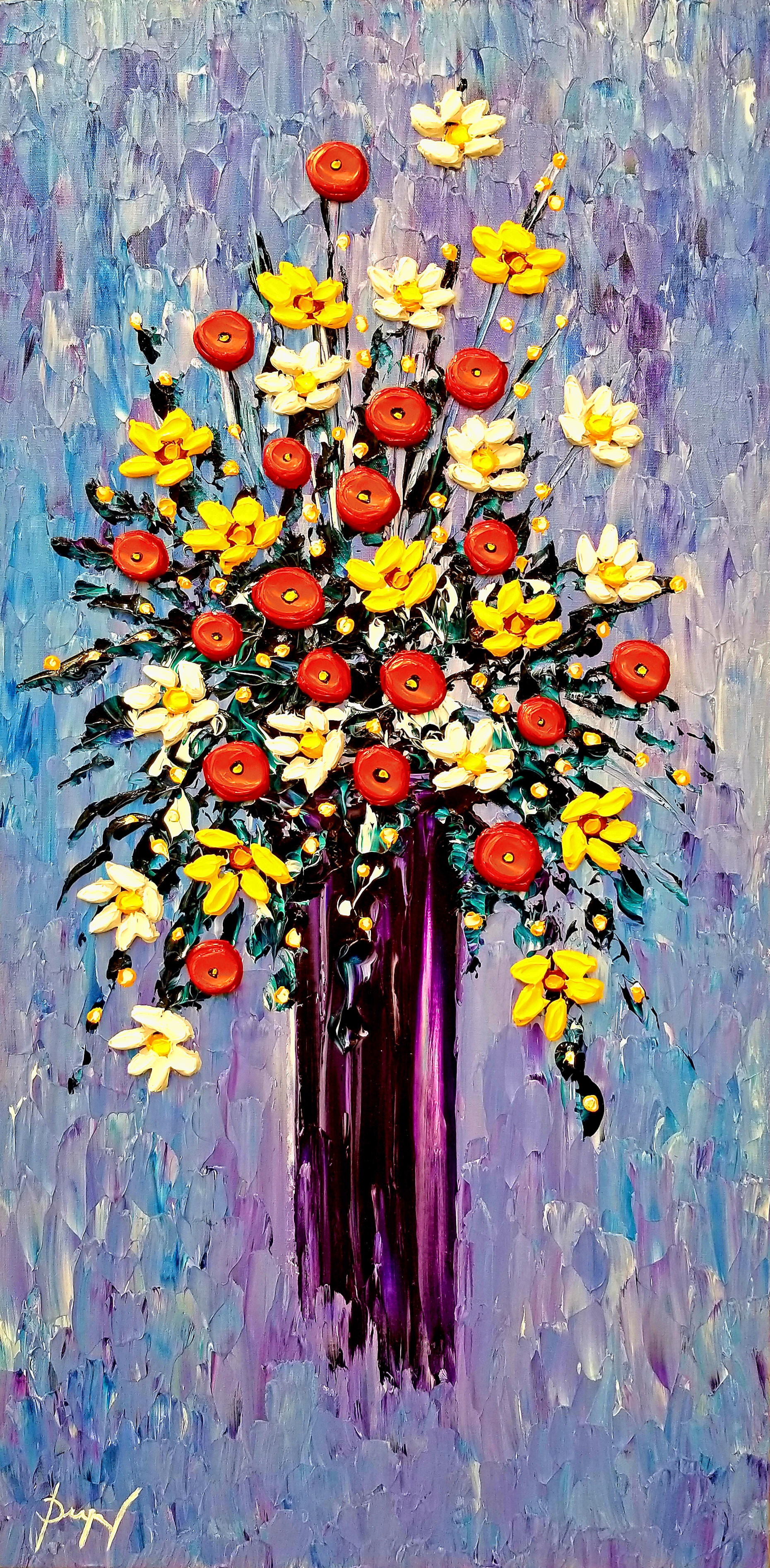 Vase of Colorful Flowers, 