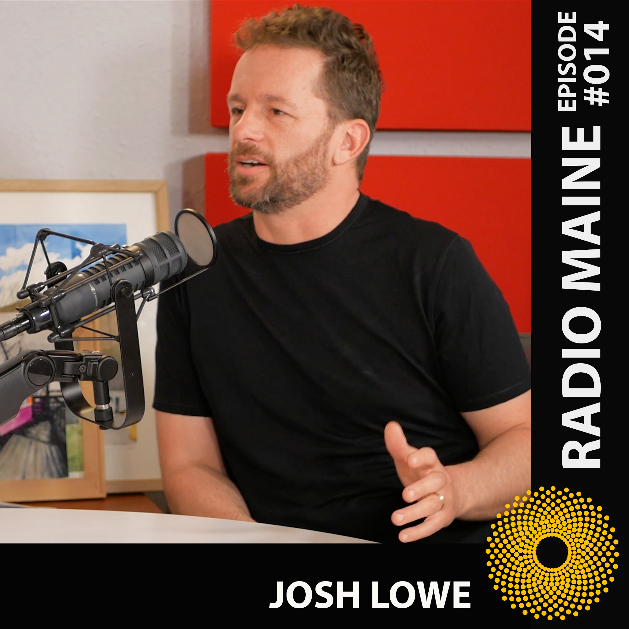 Architect Josh Lowe being interviewed on Radio Maine with Dr. Lisa Belisle