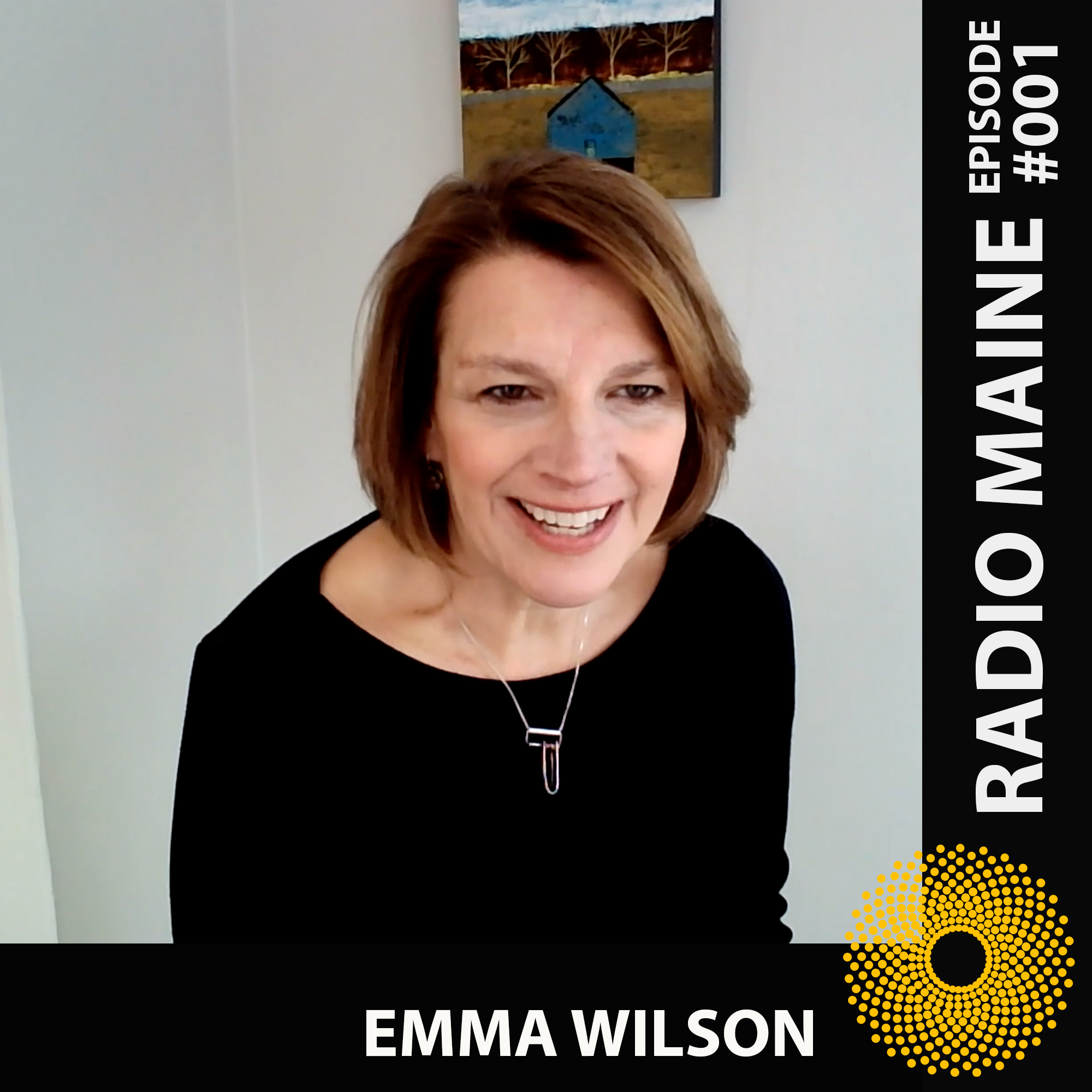 Portland Art Gallery director Emma Wilson being interviewed on Radio Maine with Dr. Lisa Belisle