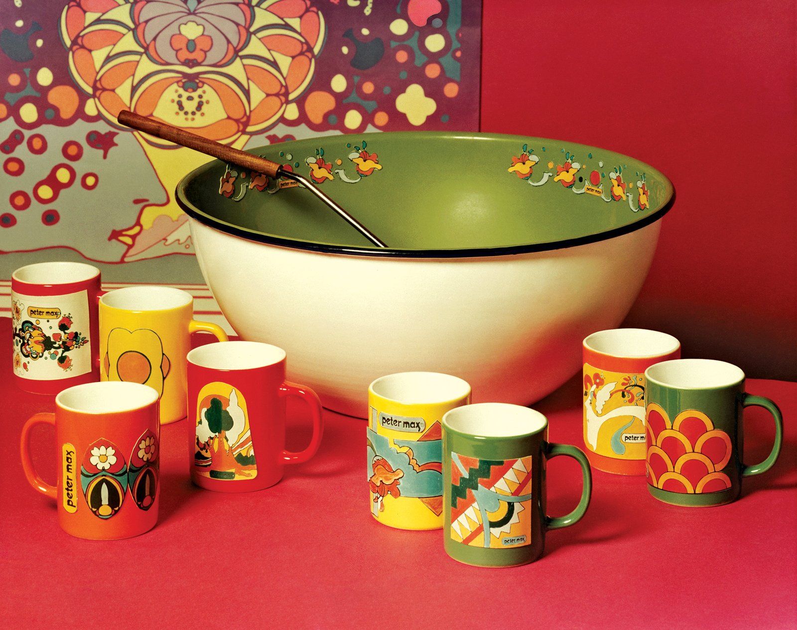 Bowl and mugs designed by Peter Max