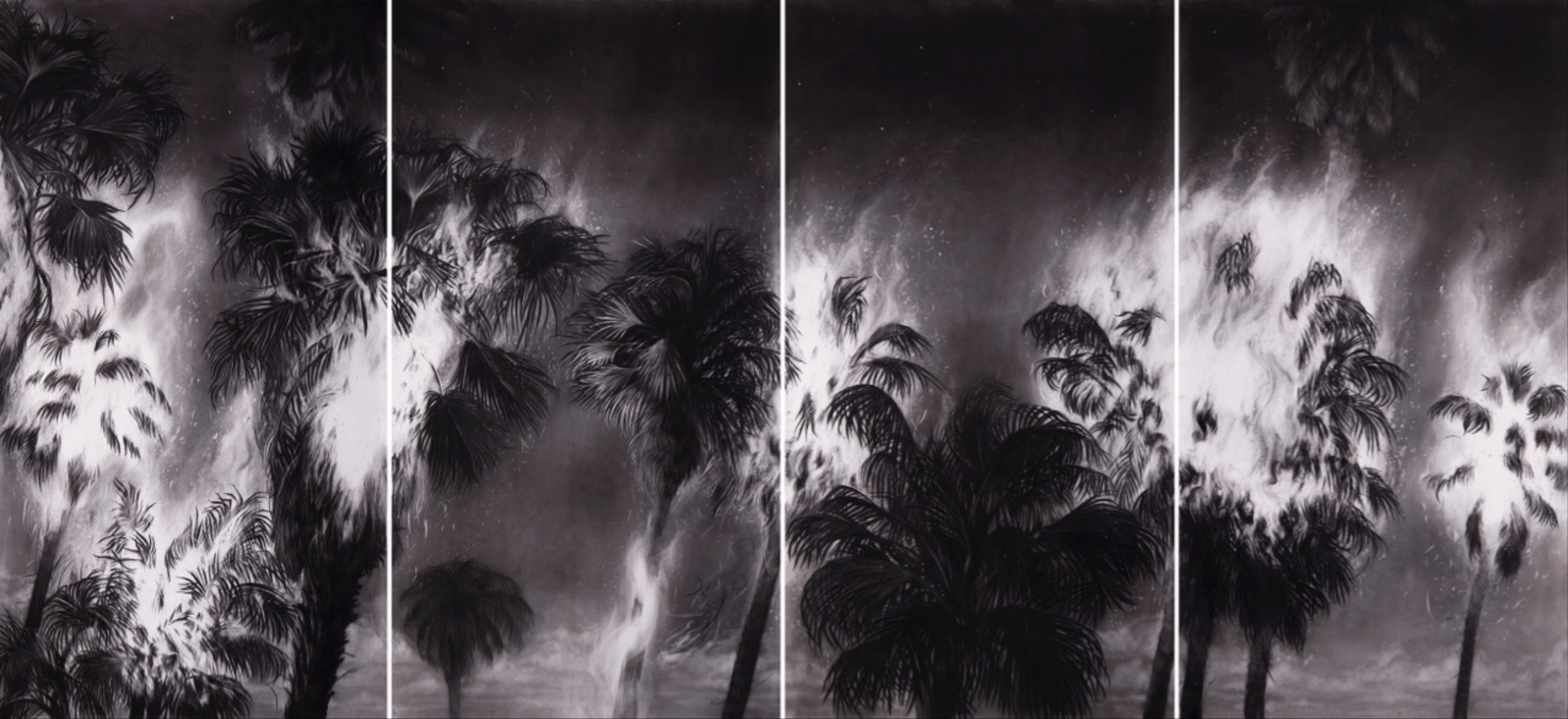 Tropicalypse, 2017 | Charcoal on paper | 84 x 180 inches