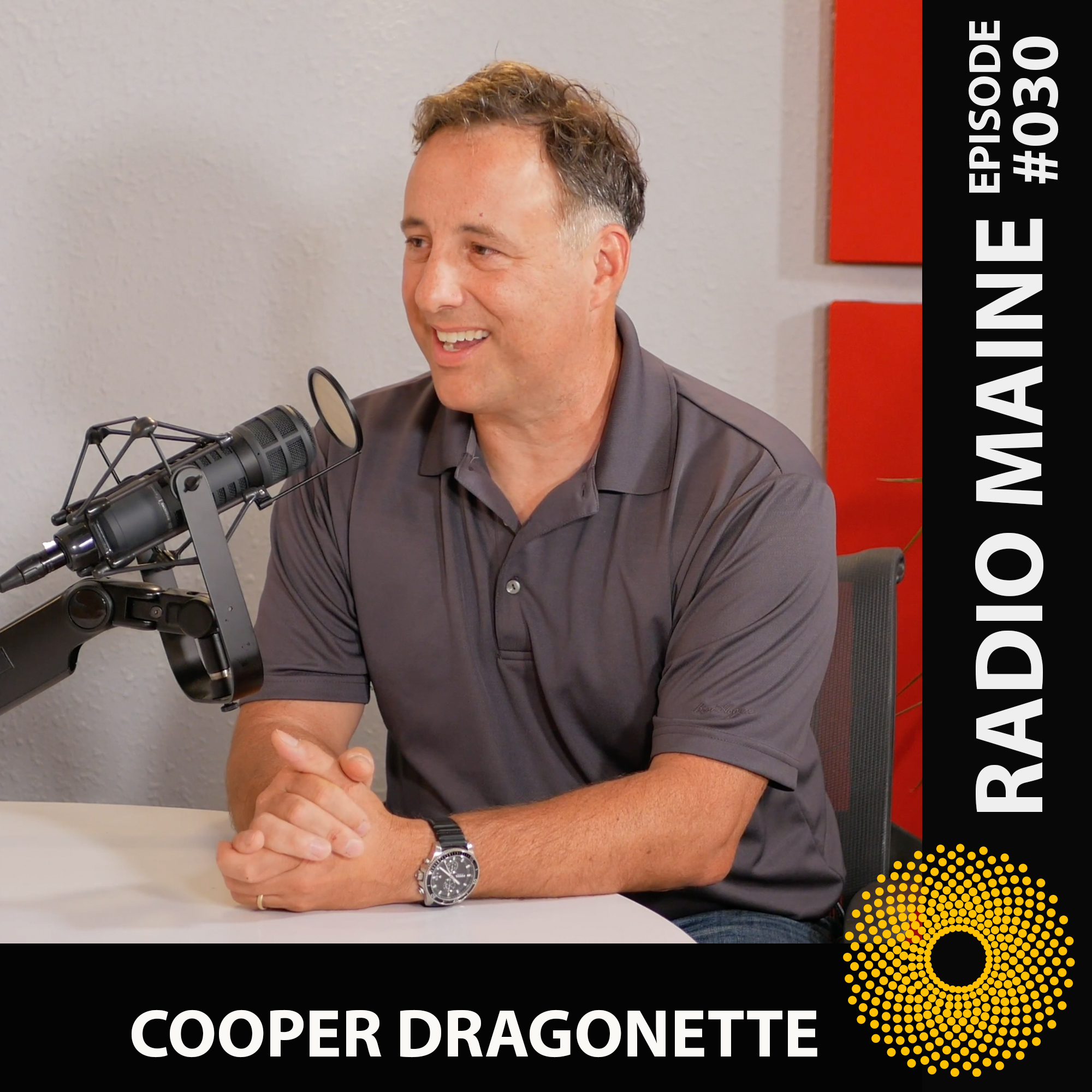 Maine artist Cooper Dragonette being interviewed on Radio Maine with Dr. Lisa Belisle