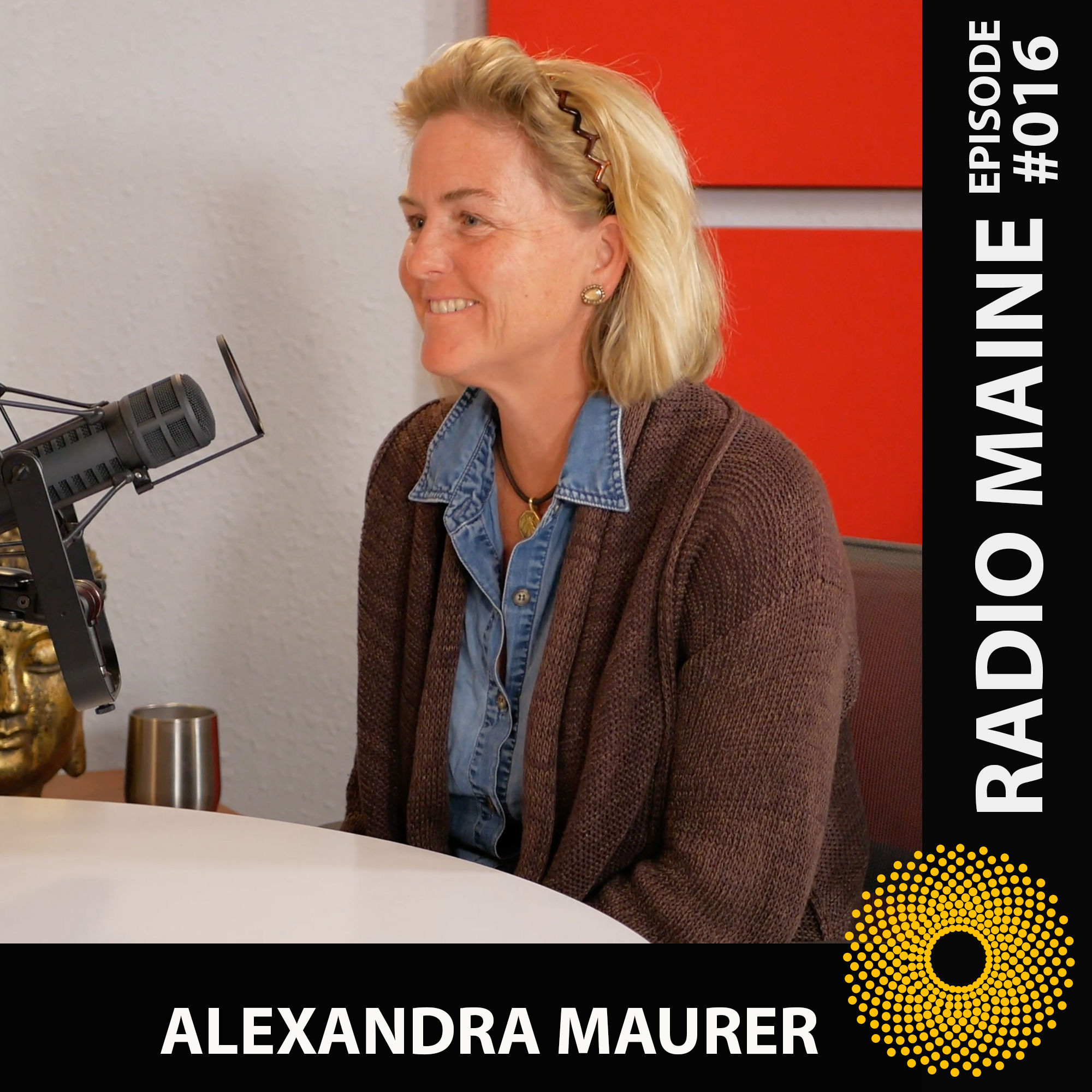 Maine artist Alexandra Maurer being interviewed on Radio Maine with Dr. Lisa Belisle