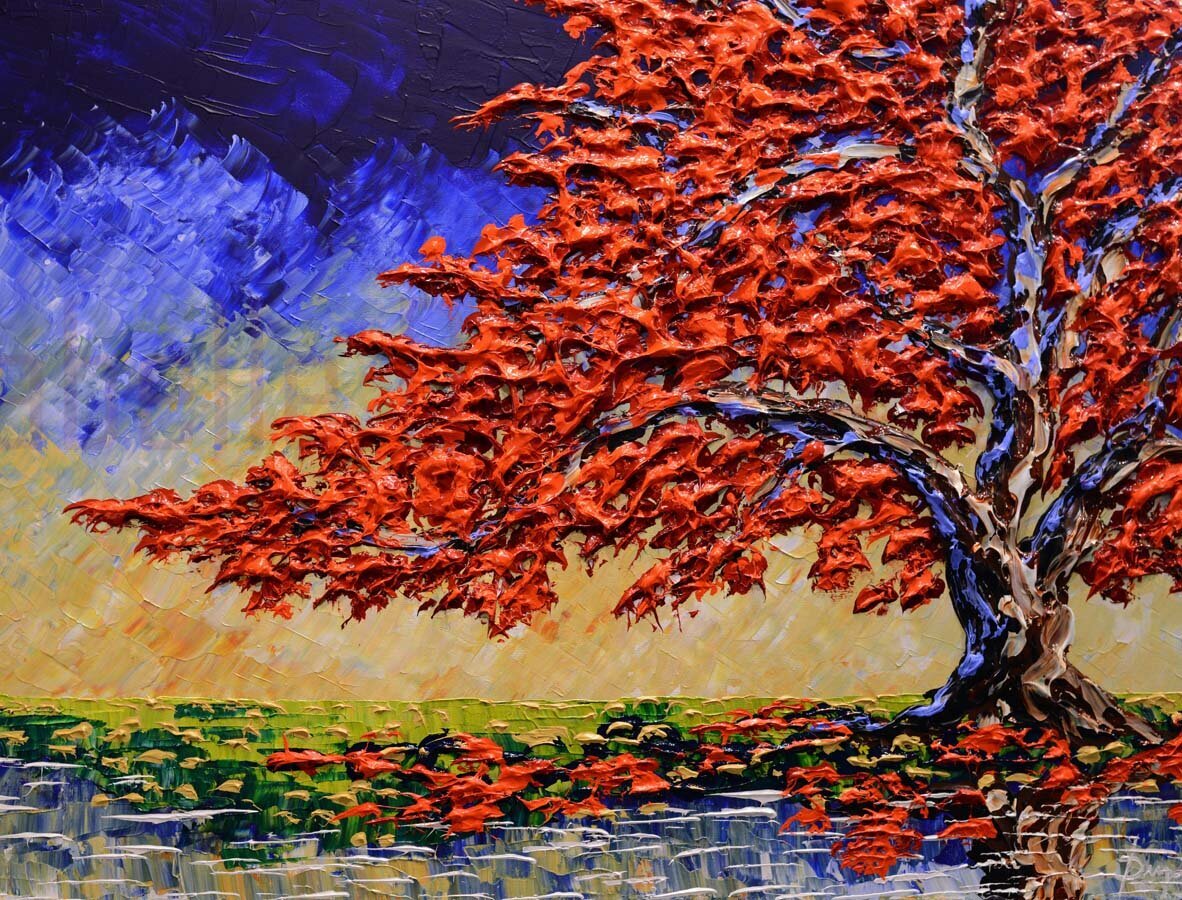 Red Maple along the Stream, 30x40.
