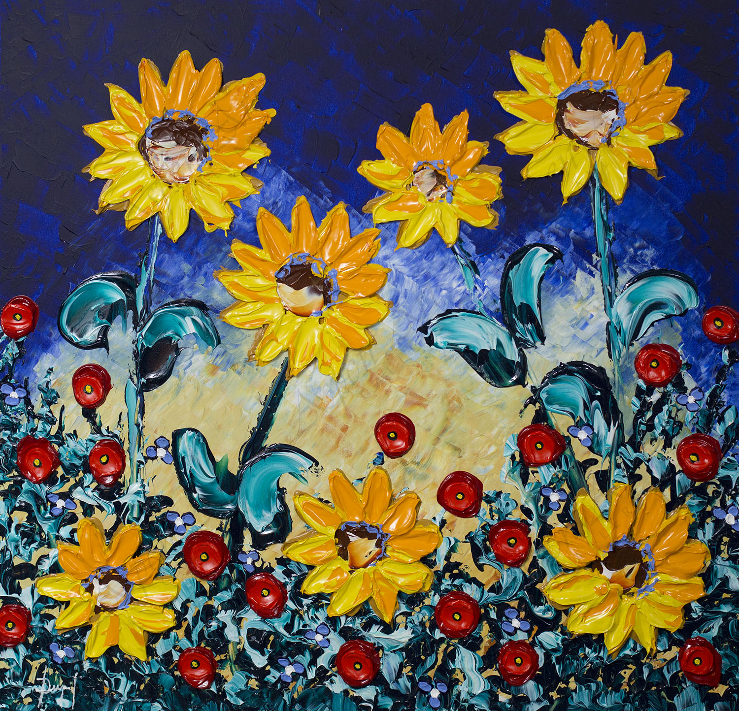 Bright Sunflowers of Delightful Meadows 36x36