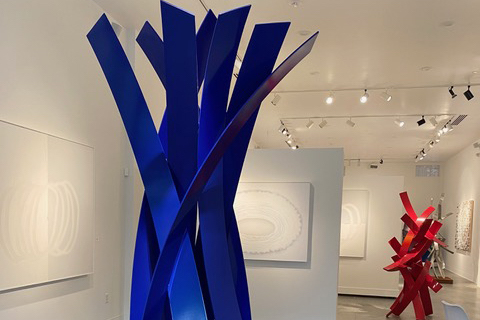 Blue wall sculpture by Matt Devine