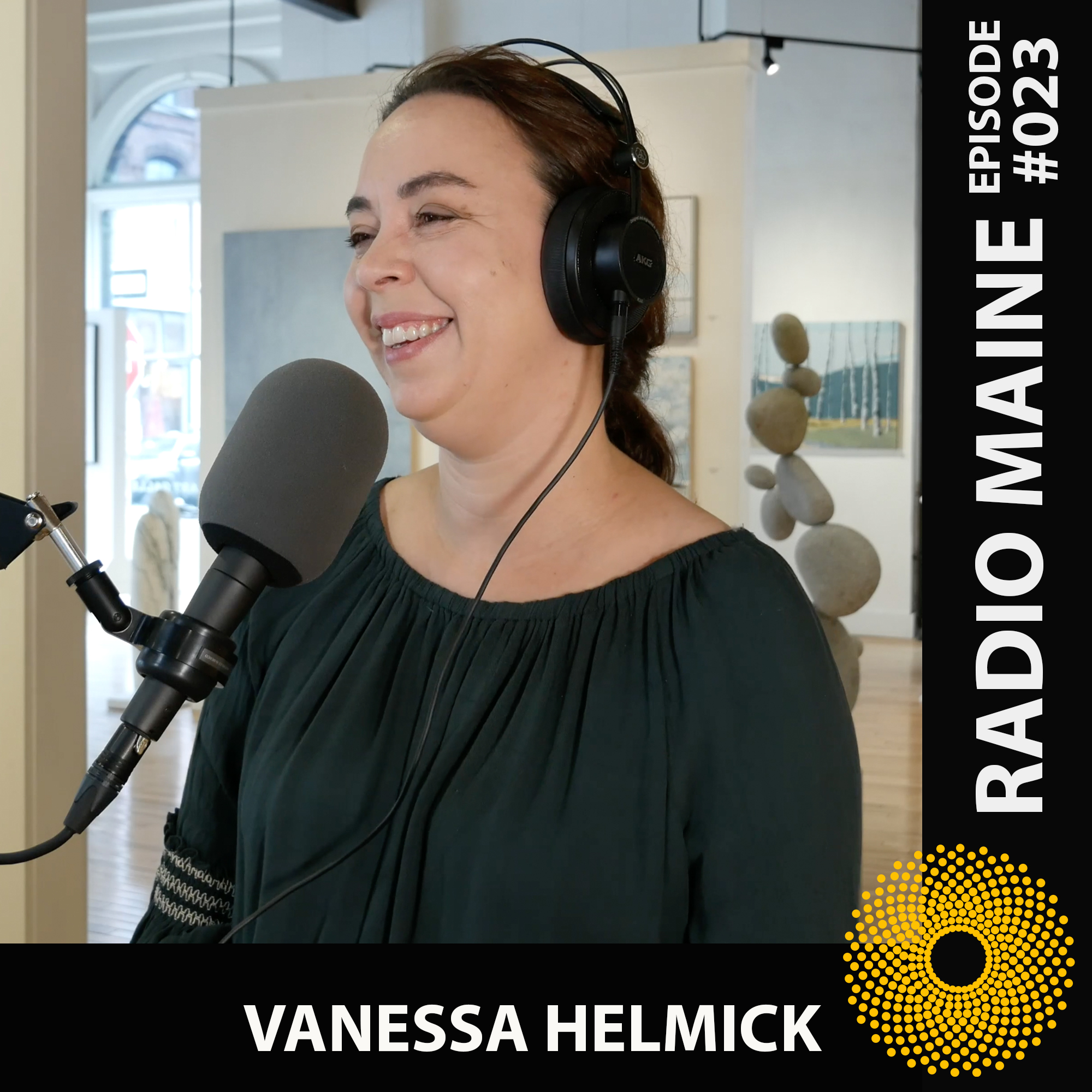 Interior designer Vanessa Helmick being interviewed on Radio Maine with Dr. Lisa Belisle