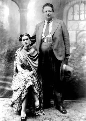 Frida with her husband, Diego Rivera