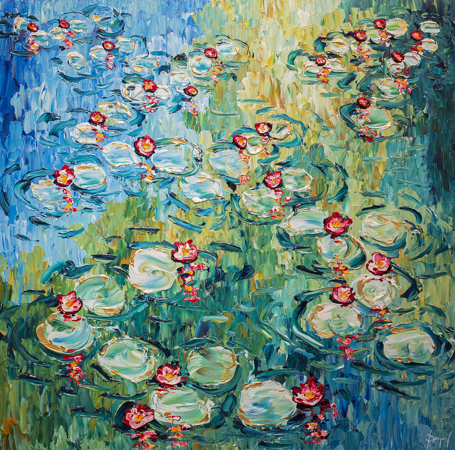 Graceful Water Lilies of Abundant Colors 48x48
