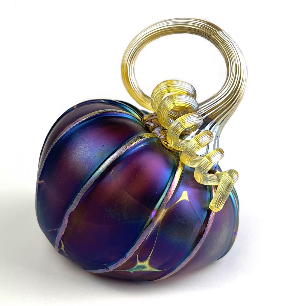 Medium Amethyst Tilted Pumpkin by Furnace Glass
