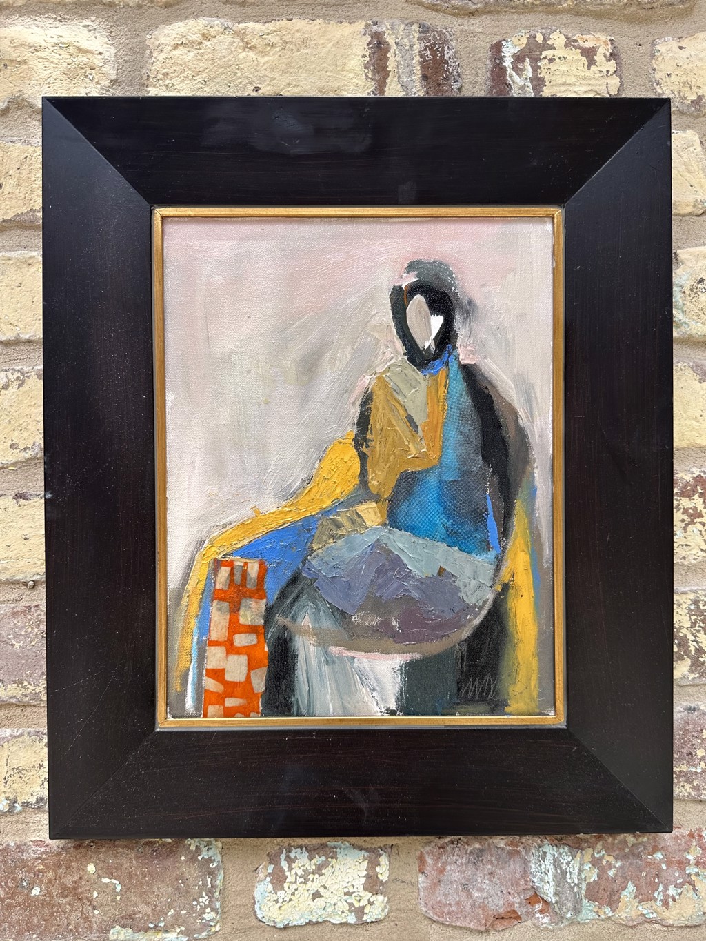 Orange Shape and Blue Shawl by Anne Darby Parker