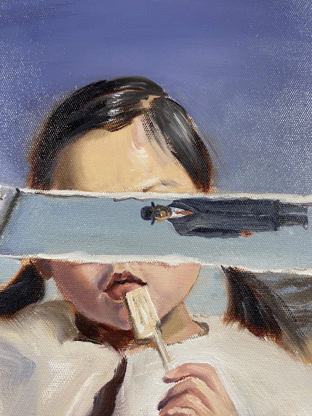 The little girl eating lollipops by Su Yu
