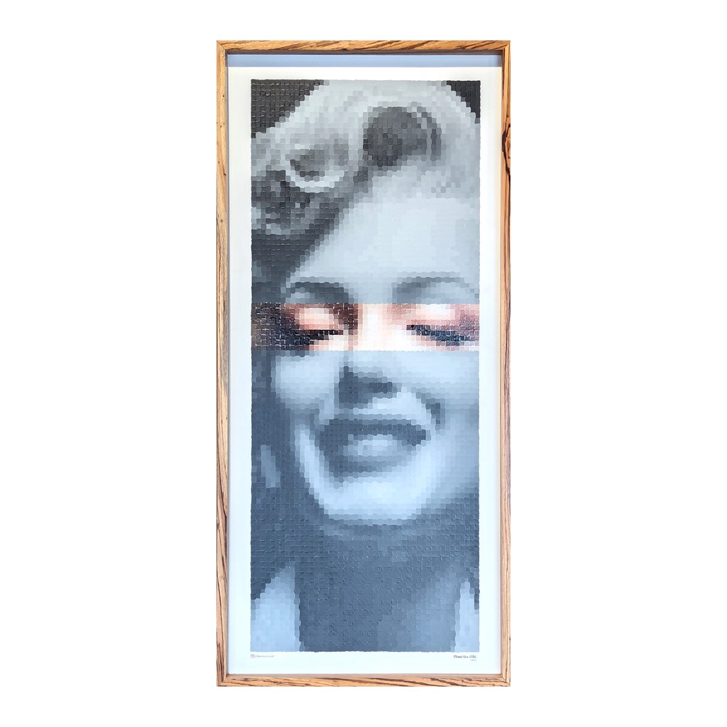 "Marilyn Monroe Smile" Contemporary Pop Art Inspired Pixelated Portrait Painting by Francisco Vital