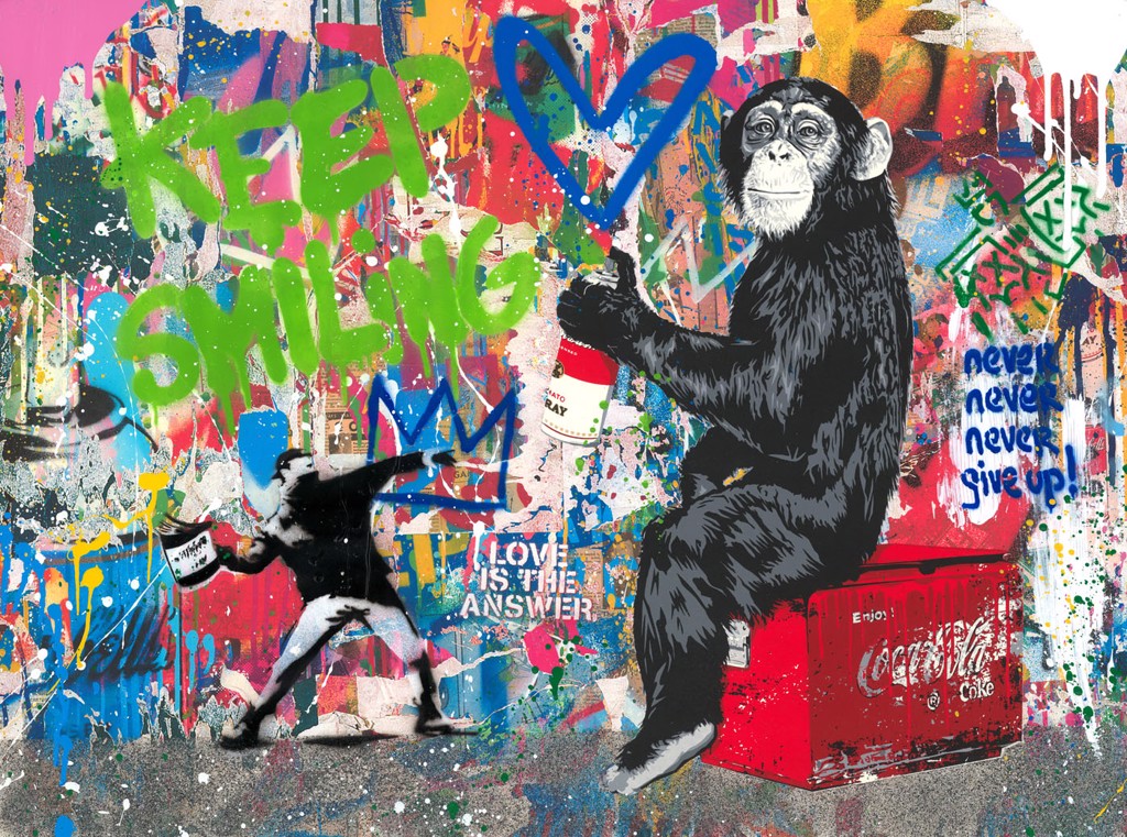 MR. BRAINWASH Street Connoisseur Life is Beautiful Pink Hand