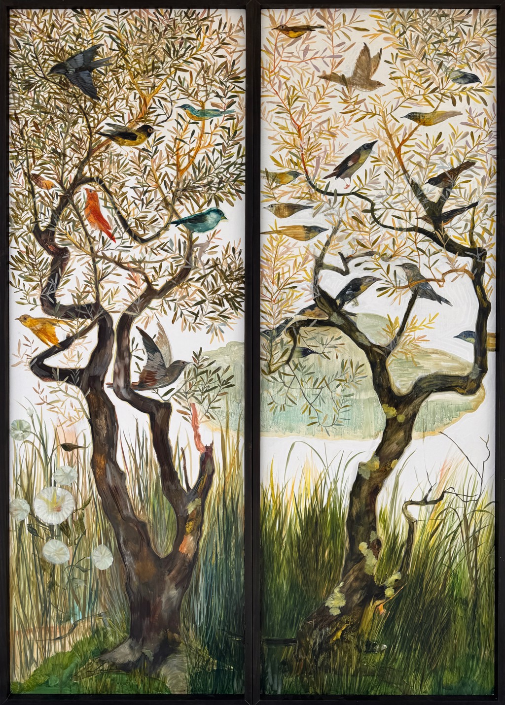 絵（でかすぎる）|  Diane Romanello Two Olive Trees Diptych by Diane Kilgore Condon | Art & Light Gallery