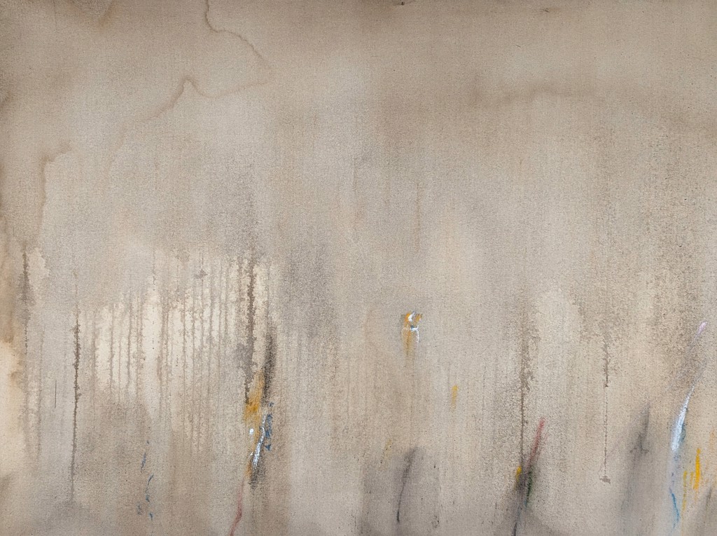 “Forest Fire” Contemporary Yellow & Neutral Toned Expressive Abstract Painting by Tra' Slaughter