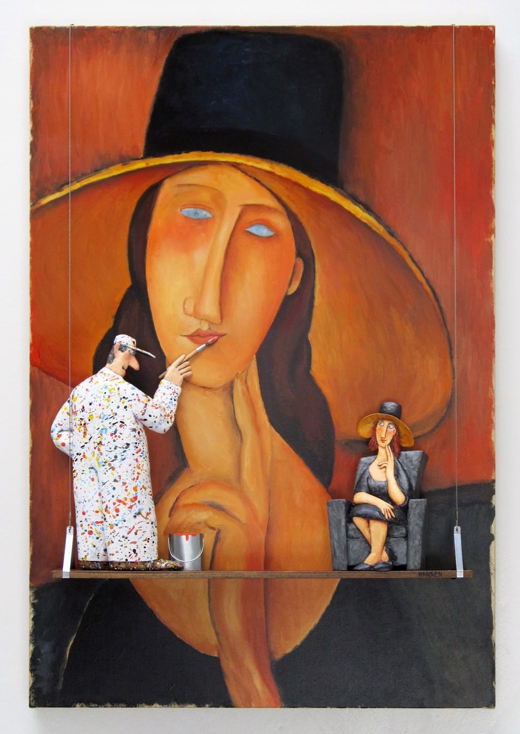絵描きhiro C「JEANNE HEBUTERNE(模写)」 Jeanne Hébuterne with Hat and Necklace cross stitch pattern