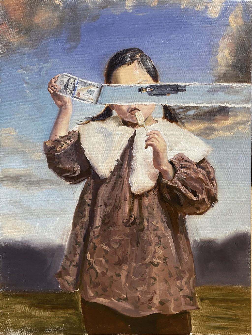 The little girl eating lollipops by Su Yu