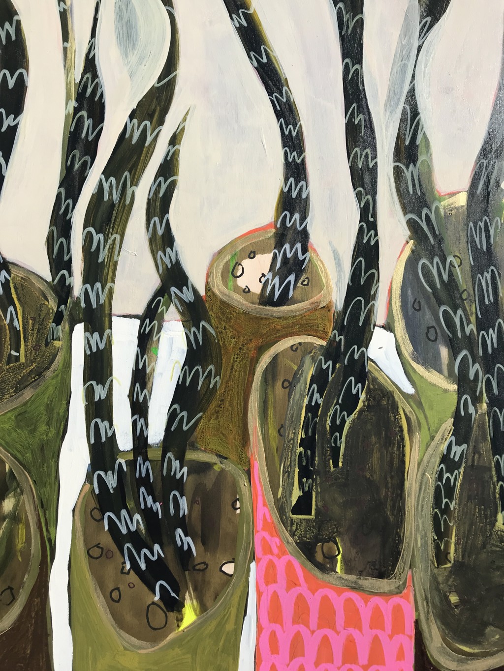 Potted Snake Plants on White Table by Rachael Van Dyke