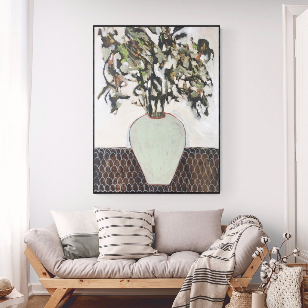 Wildflowers in Pale Green Vase by Rachael Van Dyke