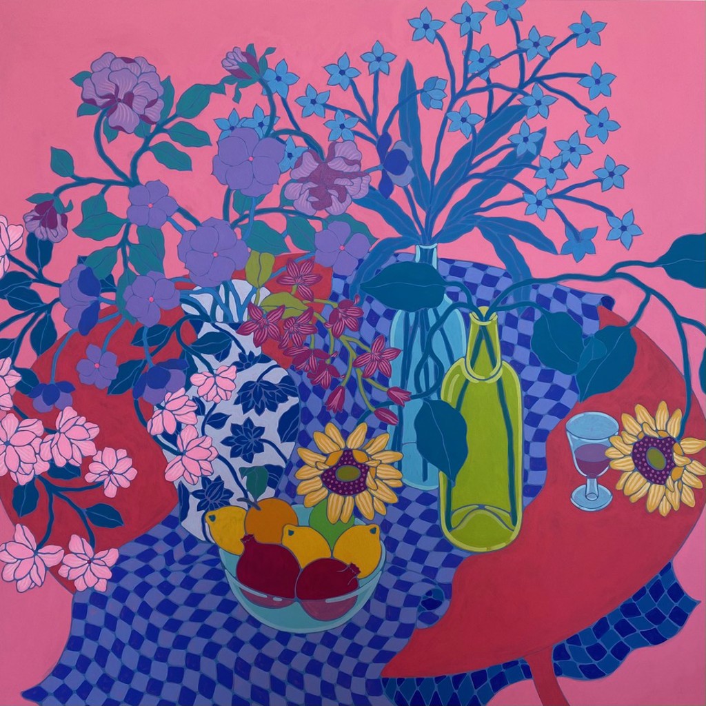 Bouquet on Red Table by Sarah Ingraham | Portland Art Gallery