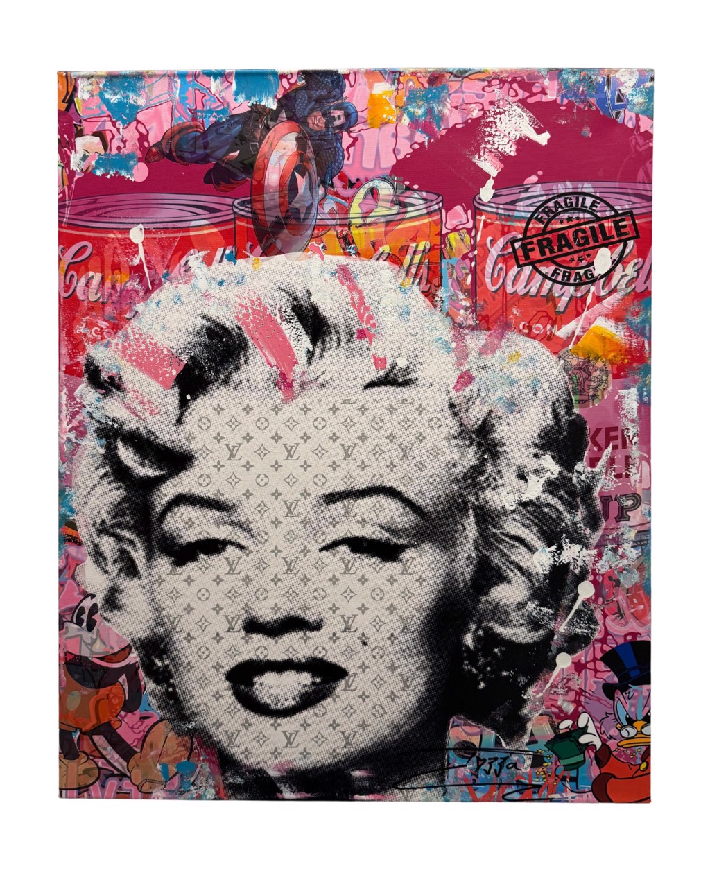 Jozza, Days of Glamour: black-and-white Marilyn Monroe portrait over red and pink lettering and graphic fragments.