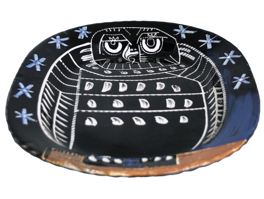 Bright Owl– Madoura rectangular platter, Edition Picasso by Pablo