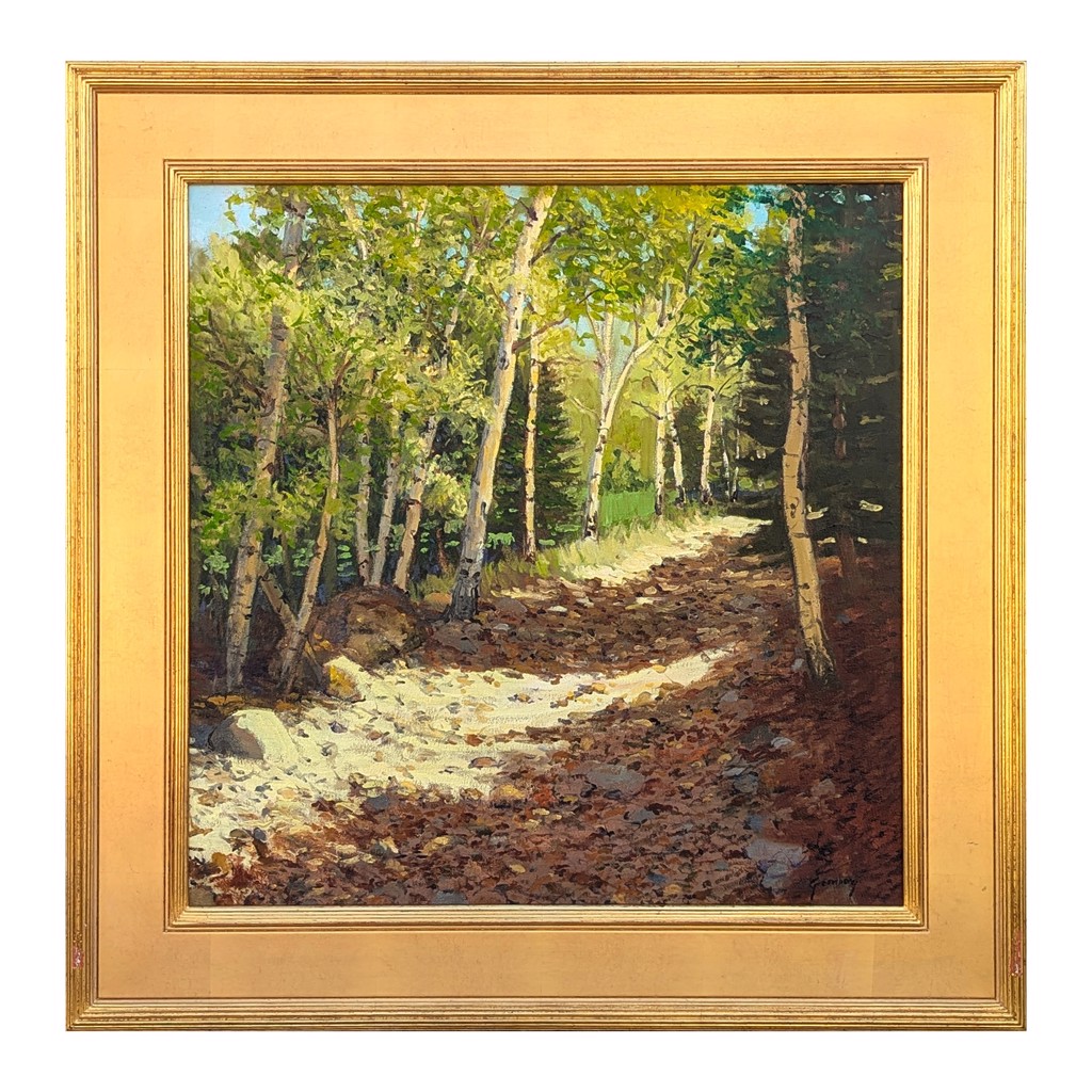 "Mountain Road" Contemporary Realistic Colorado Aspen Tree Landscape Painting by Jerry Greenberg